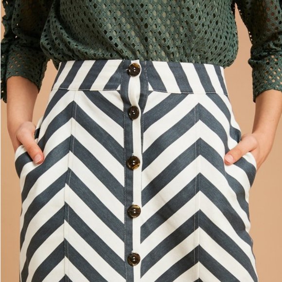 NWT Listticle Striped Button Front Skirt - Picture 5 of 5